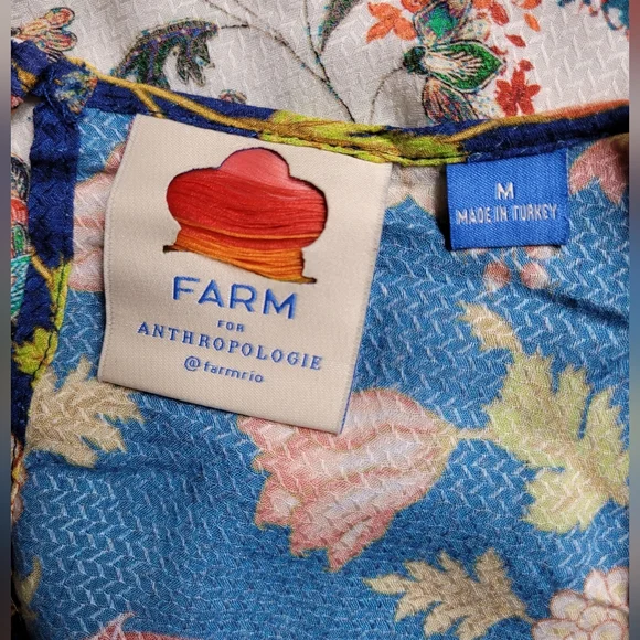 Farm Rio Anthropologie Blue Floral Wide Leg Jumpsuit Medium - Picture 2 of 12